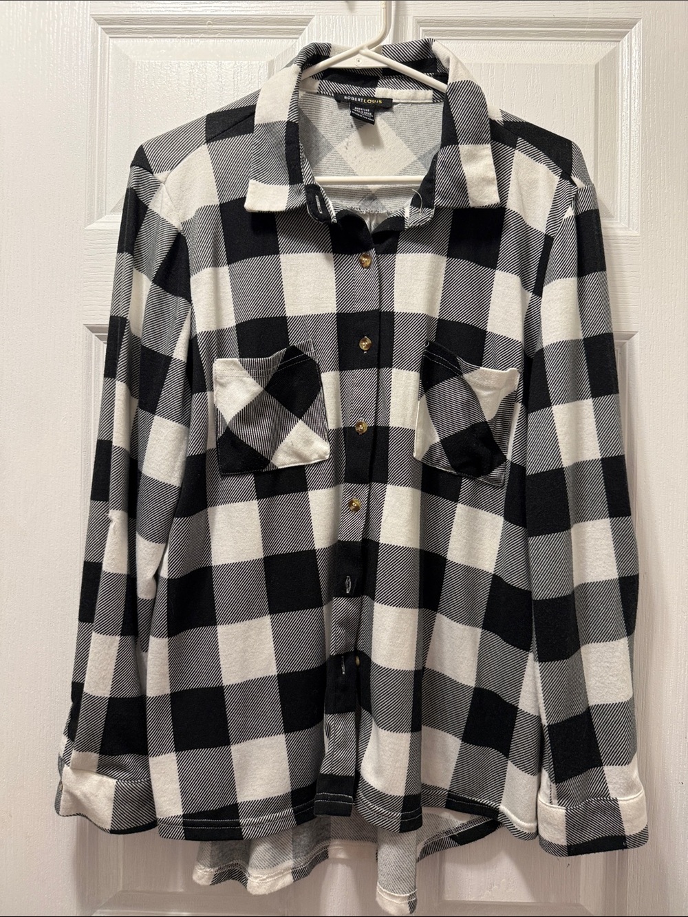 Robert Louis Black & White Buffalo Plaid Button-Up Shirt
